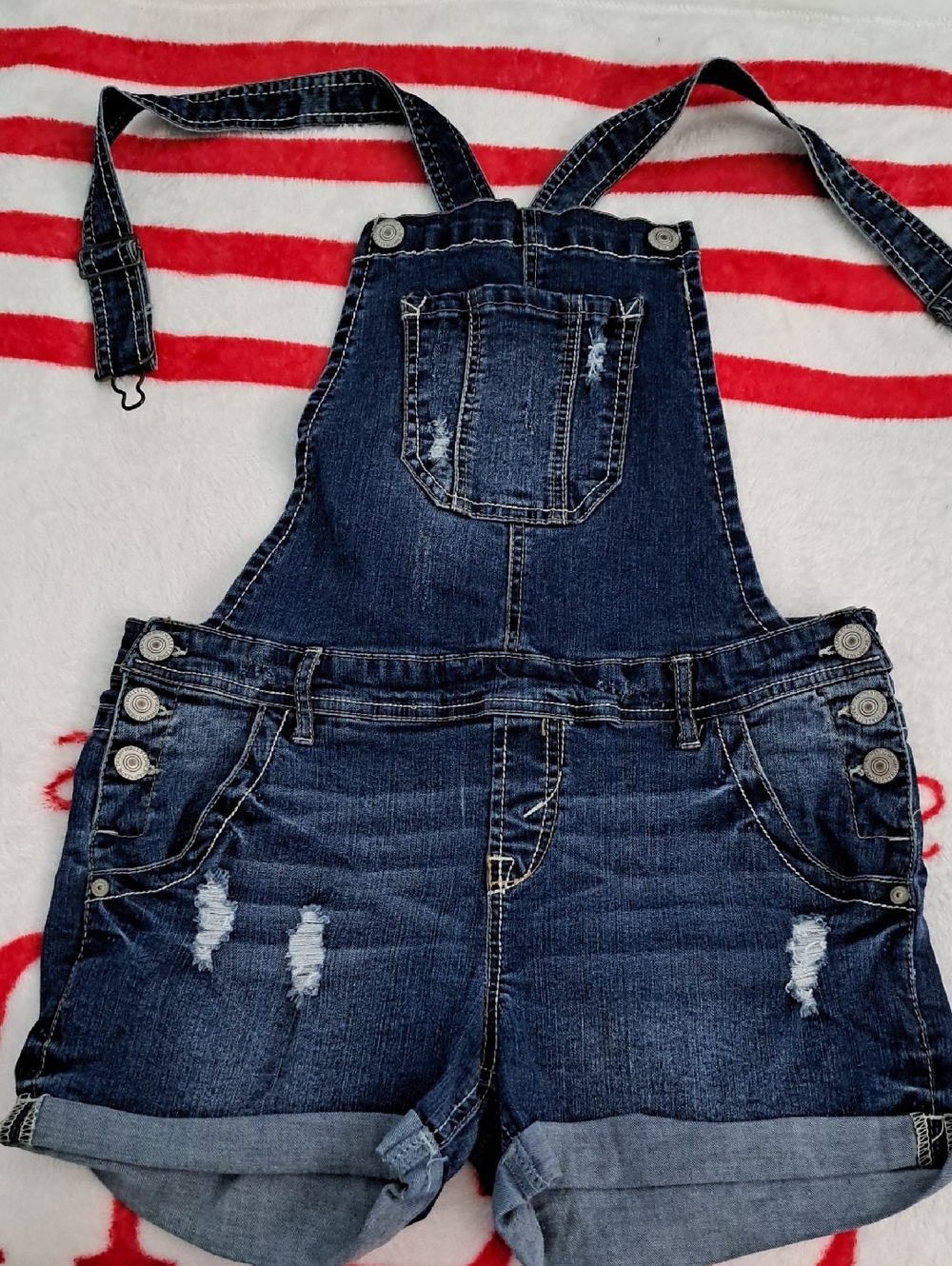 Wallflower Light Blue Denim Womens Short Overalls Size Large